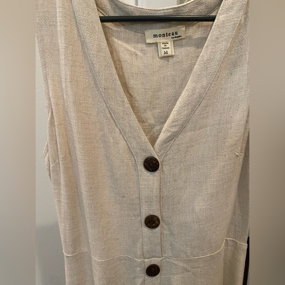 Oatmeal linen dress - Picture 2 of 4